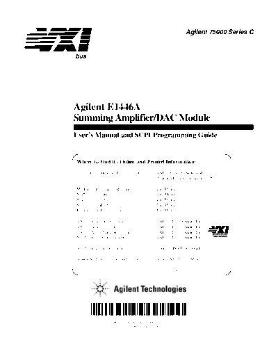 HP E1446A User & SCPI Programming Guide