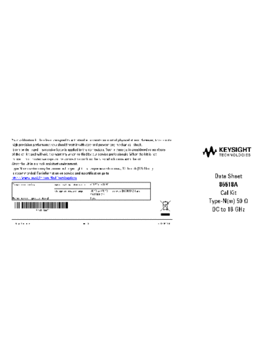 85518A Calibration Kit Data Sheet 85518-90001 c20140603 [2]