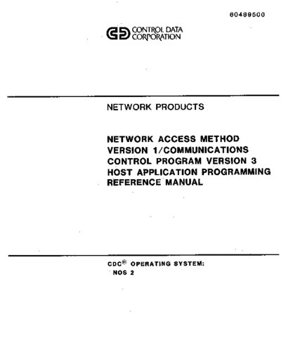 60499500S_Network_Access_Method_Ver1_Comm_Ctl_Pgm_Vers3_Host_Appl_Pgmg_Sep84