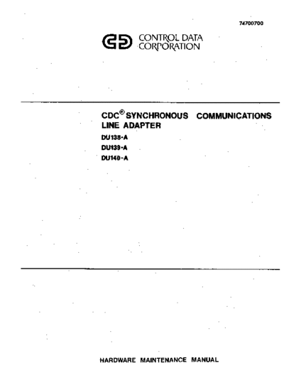 74700700D_Synchronous_Interface_Hardware_Maintenance_Manual_Jul78