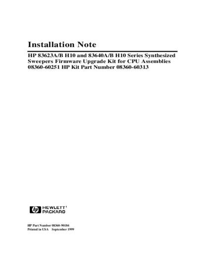 08360-90184 83623A B 40A B Installation Note Sep99