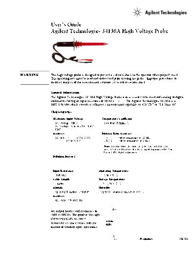 34136A High Voltage Probe User_2527s Guide 34136-92000 c20130327 [2]