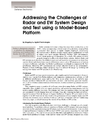 5991-3473EN Addressing the Challenges of Radar and EW System Design and Test using a Model-Based Platform [5]