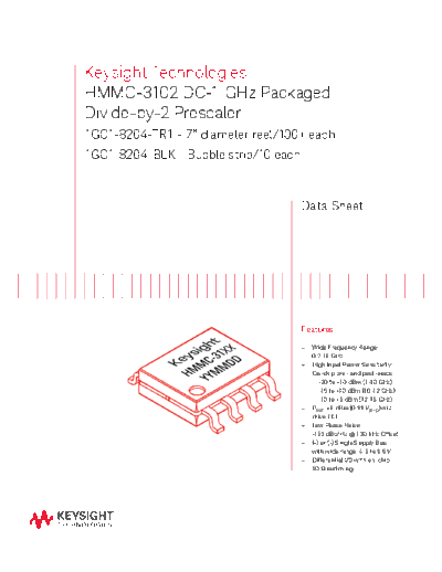5991-3483EN HMMC-3102 DC-1 GHz Packaged Divide-by-2 Prescaler - Data Sheet c20140815 [9]