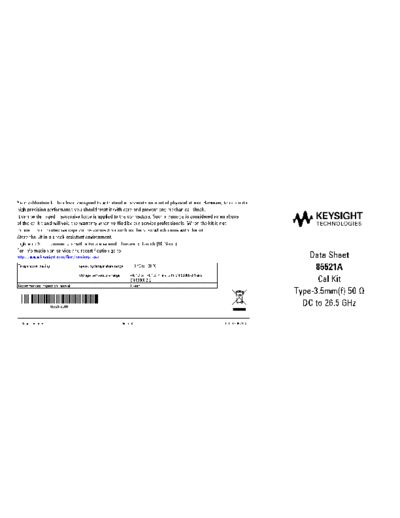 85521A Calibration Kit Data Sheet 85521-90001 c20140603 [2]