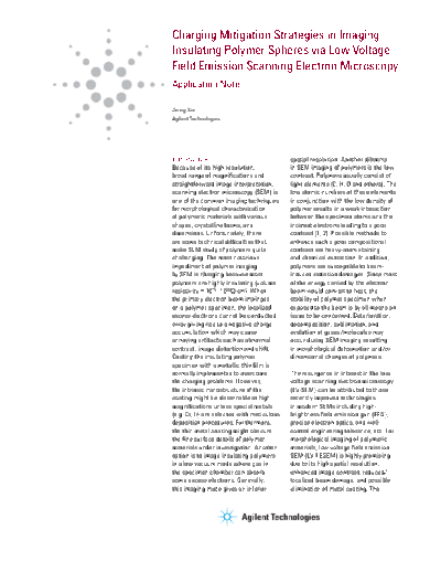 Charging Mitigation Strategies in Imaging Insulating Polymer Spheres via Low Voltage Field Emission 5991-2414EN c20130503 [12]