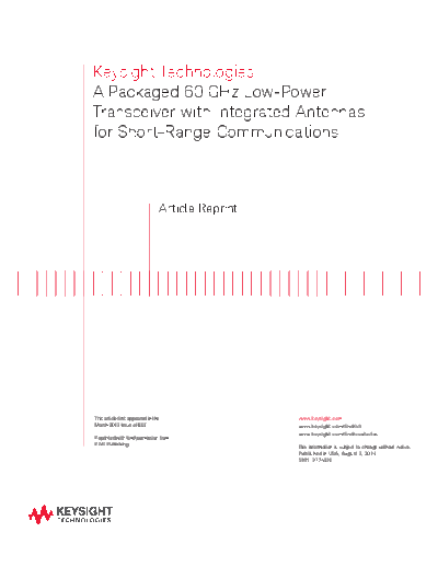 A Packaged 60 GHz Low-Power Transceiver with Integrated Antennas for Short-Range Communications 5991-3774EN c20140711 [4]
