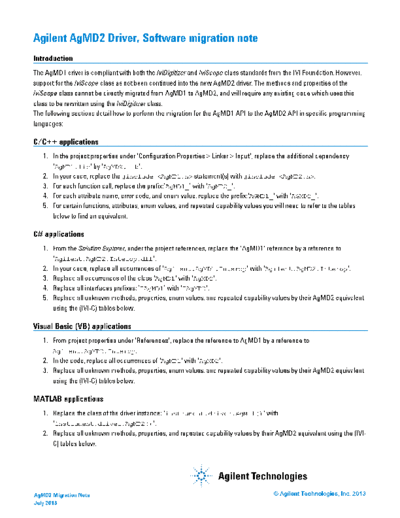 AgMD2 Driver_252C Software Migration Note M9700-90007 c20130710 [7]