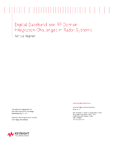 Digital Baseband and RF Domain Integration Challenges in Radar Systems - Article Reprint 5991-1369EN c20140801 [6]