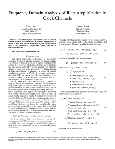 Frequency Domain Analysis of Jitter Amplification in Clock Channels 5991-1255EN [4]