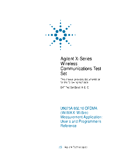 E6607A B C Wireless Communications Test Set U9075A 802.16 OFDMA (WiMAX WiBro) User_2527s and Programmer_2527 U9075-90005 c20130204 [1315]