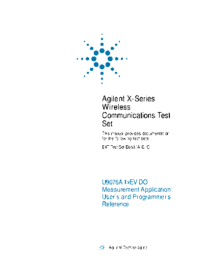 E6607A B C Wireless Communications Test Set U9076A 1xEV-DO User_2527s and Programmer_2527s Reference U9076-90008 c20130204 [1416]