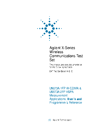 E6607A B C Wireless Communications Test Set U9073A W-CDMA User_2527s and Programmer_2527s Reference U9073-90014 c20130313 [1807]