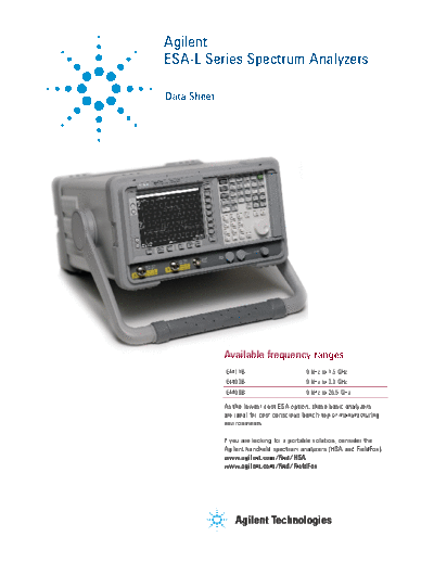 ESA-L Series Spectrum Analyzers Data Sheet 5989-9556EN c20121205 [17]