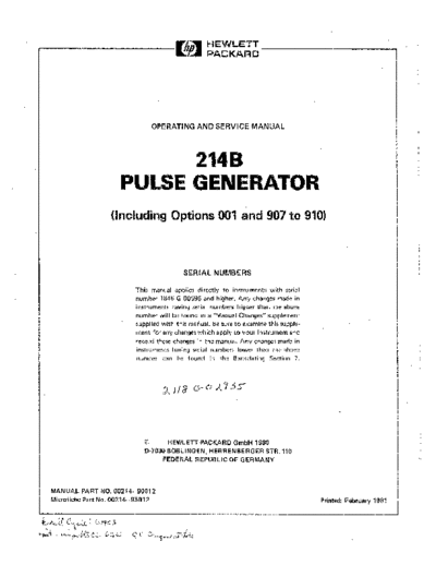 HP 214B Operation Only
