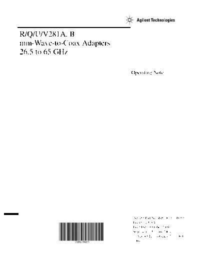 HP 281A,B,R,Q,U,V Operating Note