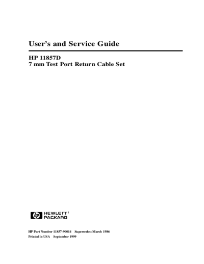 HP 11857D User & Service