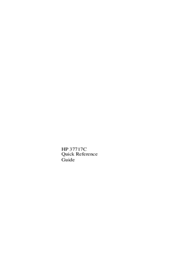 HP 37717C Quick Reference Guide