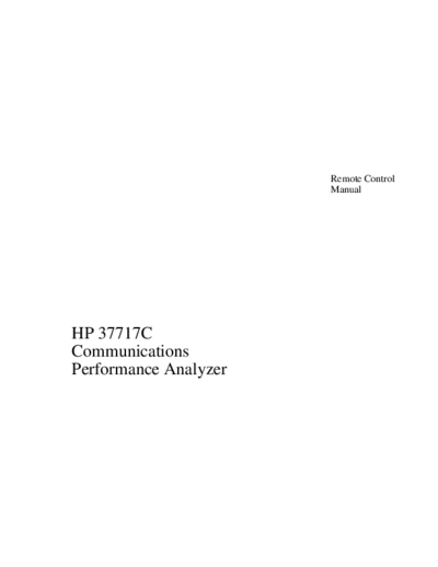 HP 37717C Remote Control