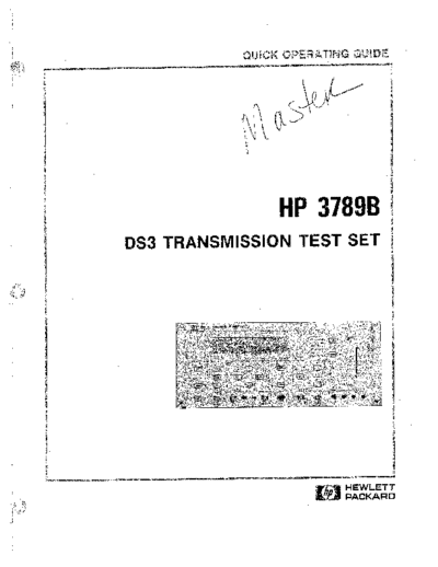 HP 3789B Quick Operating Guide
