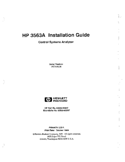 HP Hewlett Packard 3563A Control System Analyzer Service Manual w/schematics 