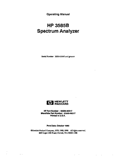 HP 3585B Operating