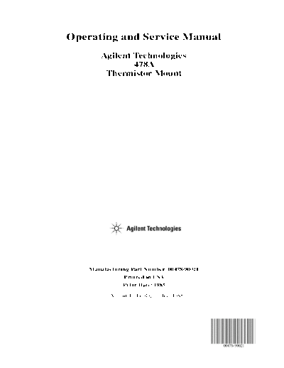 HP 478A Operating and Service