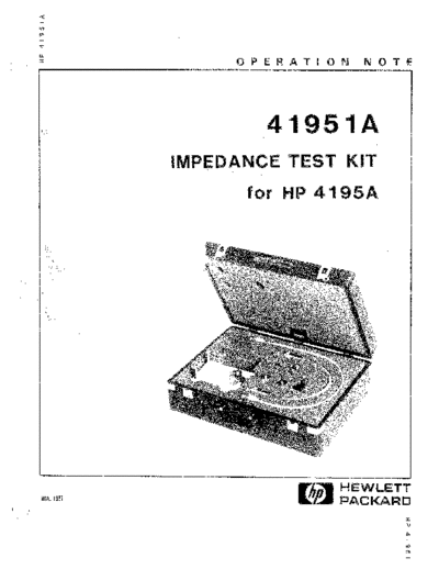 HP 41951A Operation