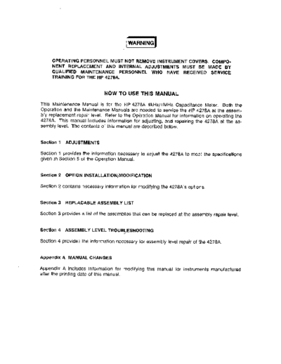 HP 4278A Maintenance Manual