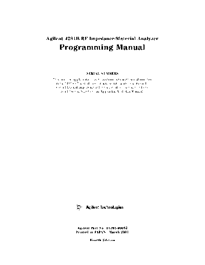 HP 4291B Programming 2001