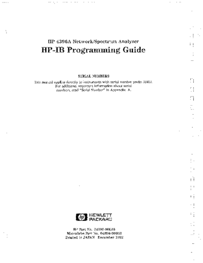 HP 4396A HP-IB Programming Guide