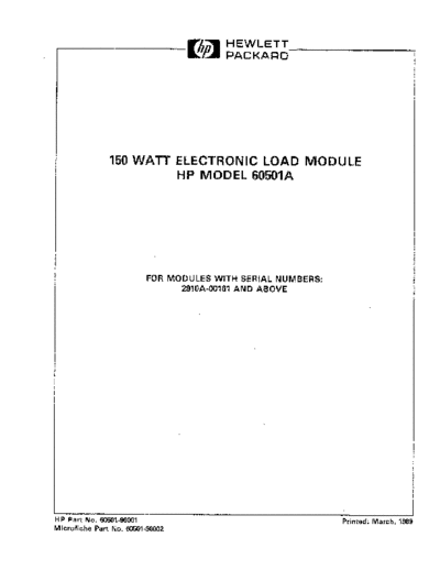 HP 60501A Instructions