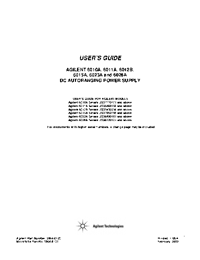 HP 6010A_252C 6011A_252C 6012B_252C 6015A_252C 6023A_252C 6028A User