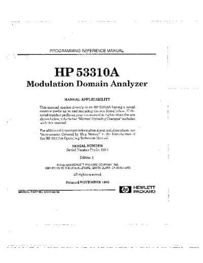 HP 53310A Programming Reference