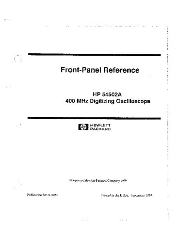 HP 54502A Front Panel Reference