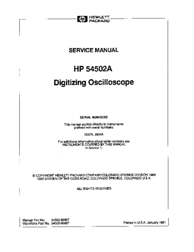 HP 54502A Service Manual