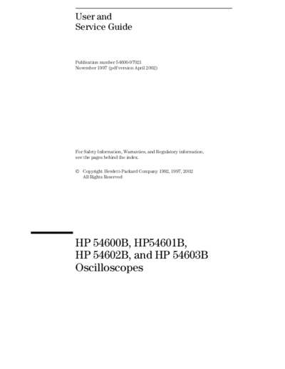 HP 54600B Series Users & Service