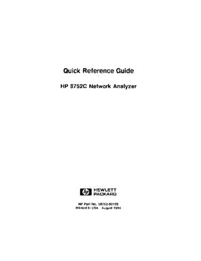 HP 8752C Quick Reference