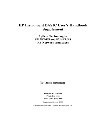HP 8712-8714 ES-ET Instrument Basic User