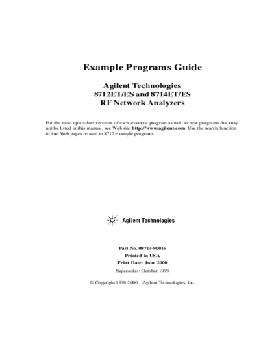 HP 8712-8714 ES-ET RF Example Programs Guide