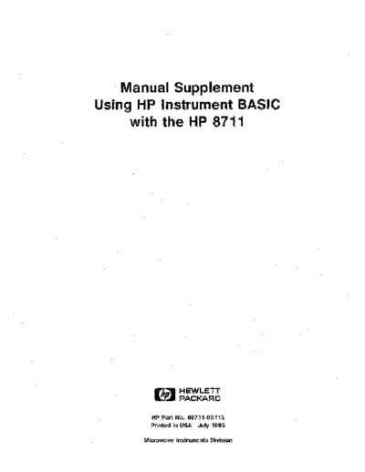 HP 8711 Instrument BASIC Manual Supplement