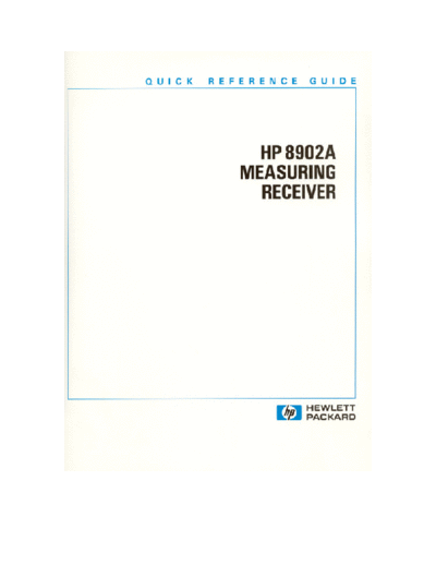 HP 8902A Quck Reference Guide