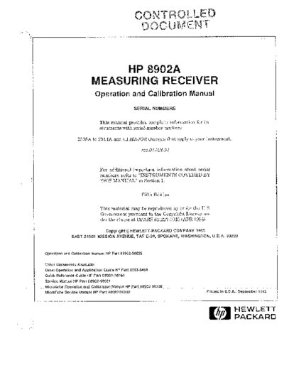 HP 8902A Operation & Calibration
