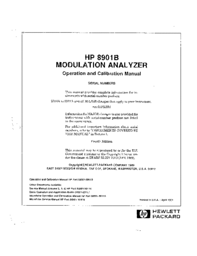 HP 8901B Operating & Calibration