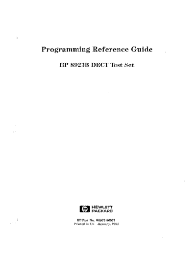 HP 8923B DECT Test Set Programming Reference