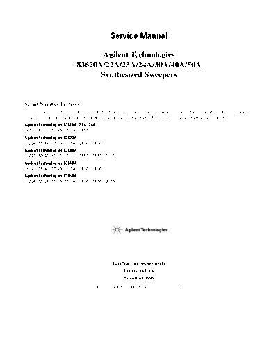 HP 83620A_252C 22A_252C 23A_252C 24A_252C 30A_252C 40A_252C 50A Service