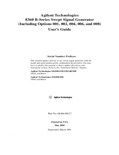 HP 83620B_252C 22B_252C 23B_252C 24B_252C 30B_252C 40B_252C 50B User 2001