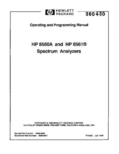 HP 8560A_252C 8561B Operating & Programming