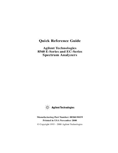 HP 8560E & EC Quick Reference Guide