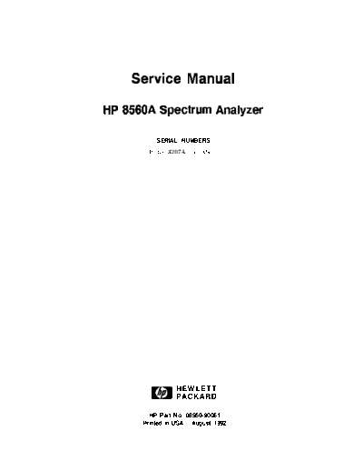 HP 8560A Service
